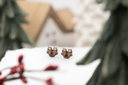 Reindeer Christmas Stud Earrings - Cute Christmas Earrings - Simple Gift for Mom and Daughter