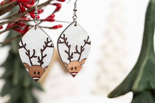 Reindeer Christmas Earrings - Rudolph Earrings - Christmas Dangle Earrings