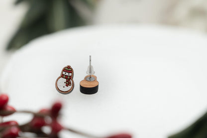 Christmas Snowman Stud Earrings - Simple Snowman Earrings - Cute Snowman Stud Earrings for Girls