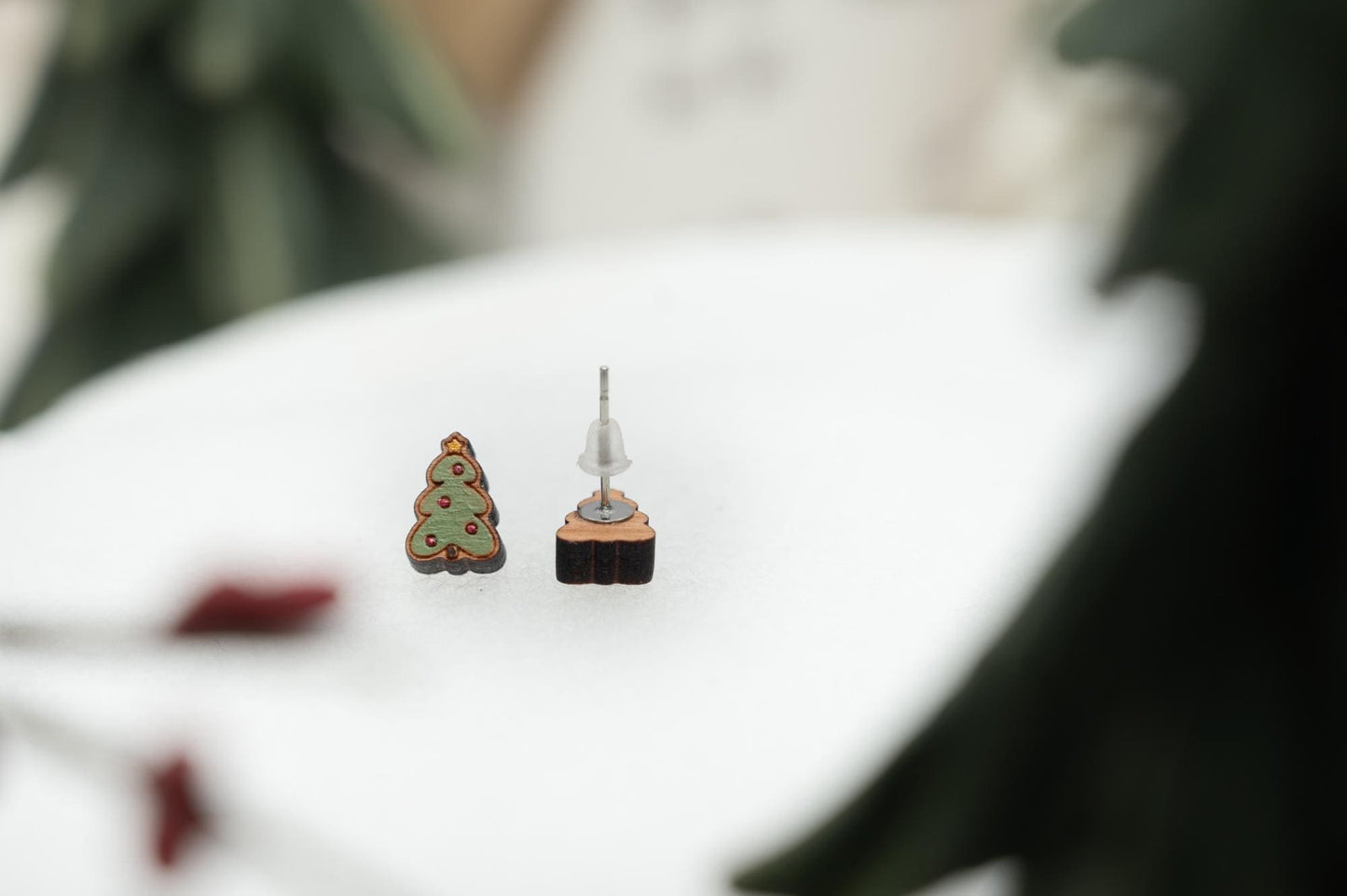 Christmas Tree Stud Earrings - Simple Christmas Studs - Christmas Earrings Gift for Her