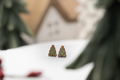 Christmas Tree Stud Earrings - Simple Christmas Studs - Christmas Earrings Gift for Her