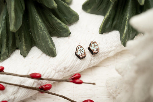 Christmas Mitten Stud Earrings - Cute Christmas Studs - Winter Stud Earrings