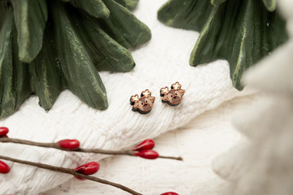 Reindeer Christmas Stud Earrings - Cute Christmas Earrings - Simple Gift for Mom and Daughter