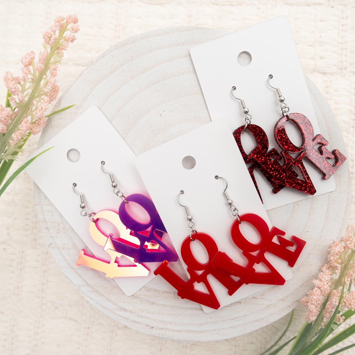 Love Park Earrings for Valentines Gift for Girlfriend Gift for Daughter Red Love Statement Earrings Dangle Earrings for Mom