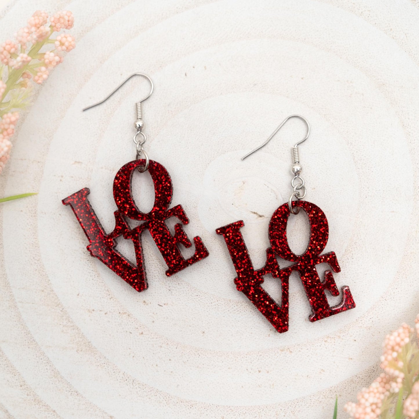 Love Park Earrings for Valentines Gift for Girlfriend Gift for Daughter Red Love Statement Earrings Dangle Earrings for Mom