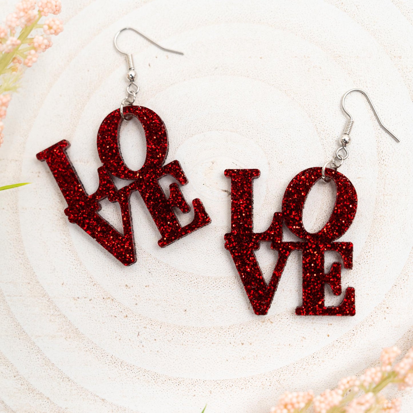 Love Park Earrings for Valentines Gift for Girlfriend Gift for Daughter Red Love Statement Earrings Dangle Earrings for Mom